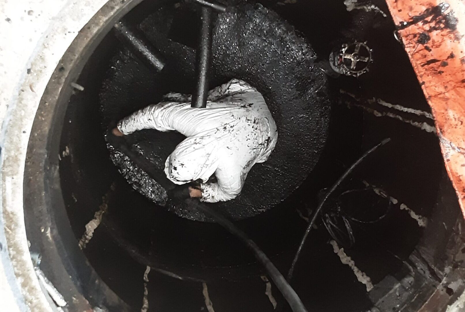 Industra CP Rail WWTP. Rehab of contaminated manhole. Before.